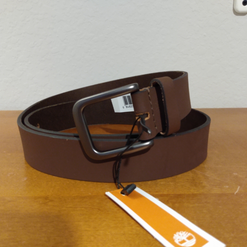 NWT Timberland Mens Brown Full Grain Leather Belt Size 36 Brown Belt Made in USA